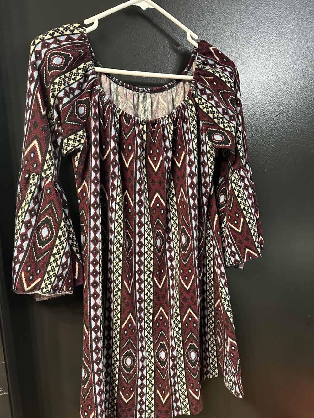 Unlisted Maroon, White & Black Aztec-Print Mini Dress
